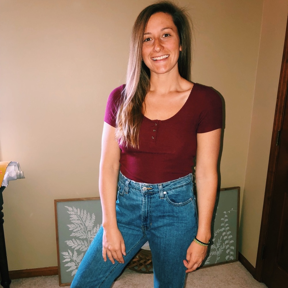Maroon top